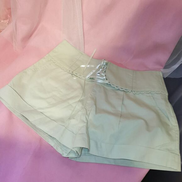 Ank Rouge Green Shorts Women's Small Boho Party Casual Summer Japan Import Cute - Picture 5 of 12